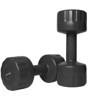 Strauss Unisex PVC Dumbbells Weight for Men & Women | 1Kg (Each)| 2Kg (Pair) | Ideal for Home Workout and Gym Exercises (Black)