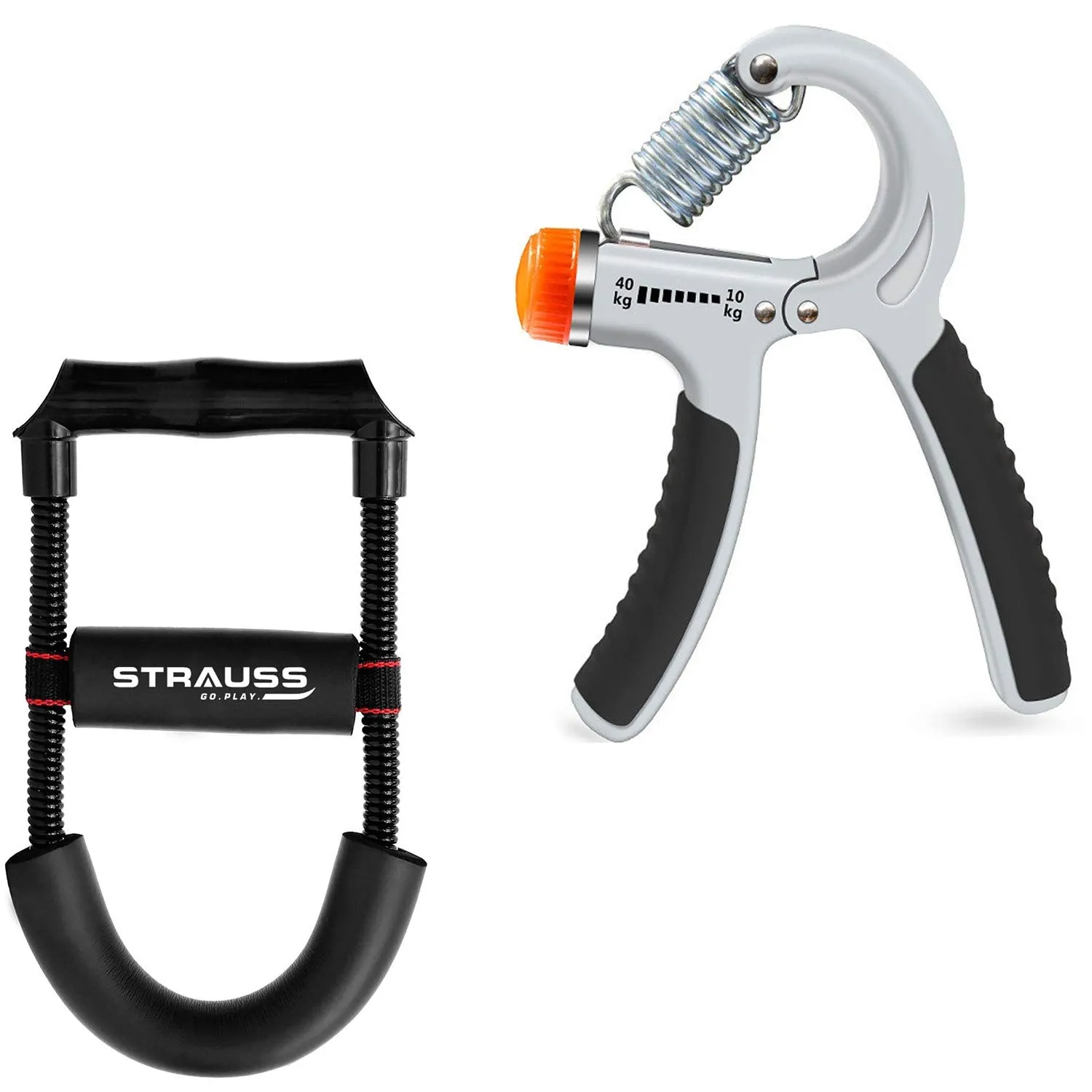 Strauss Wrist Exerciser, Black and Adjustable Hand Grip Strengthener, (Grey/Black)