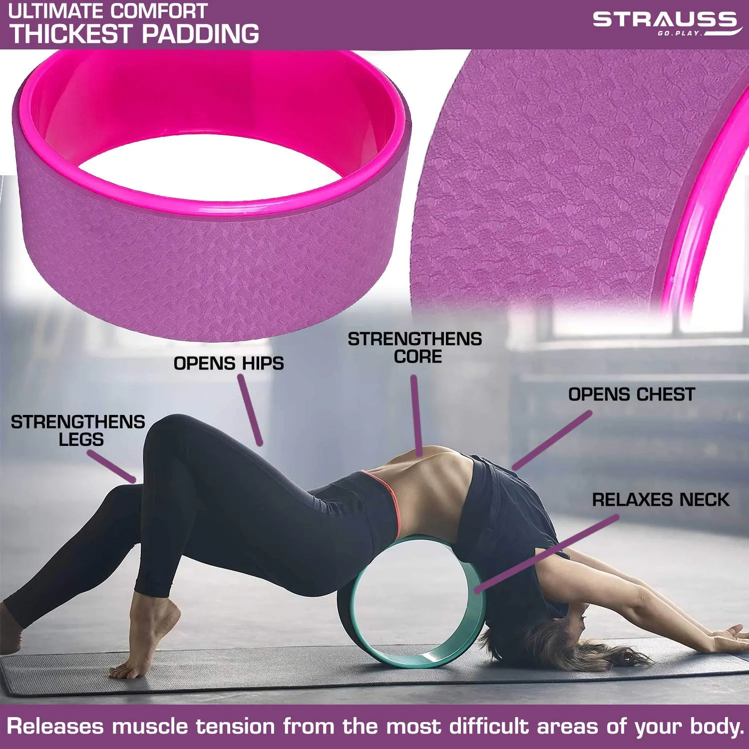 Strauss Yoga Block (Purple) and Yoga Wheel (Purple)