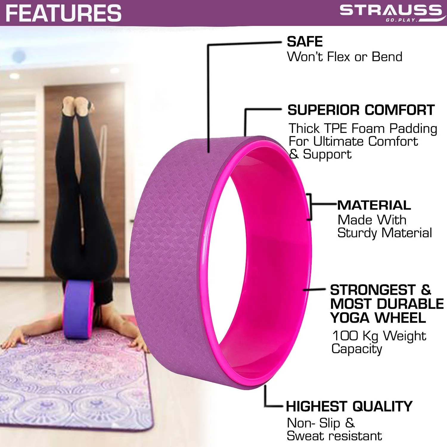 Strauss Yoga Block (Purple) and Yoga Wheel (Purple)