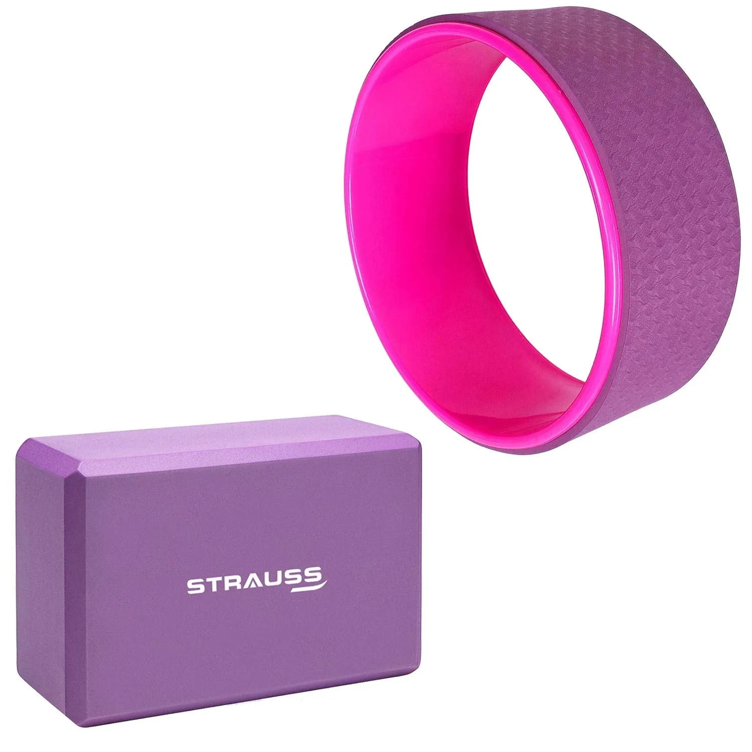 Strauss Yoga Block (Purple) and Yoga Wheel (Purple)