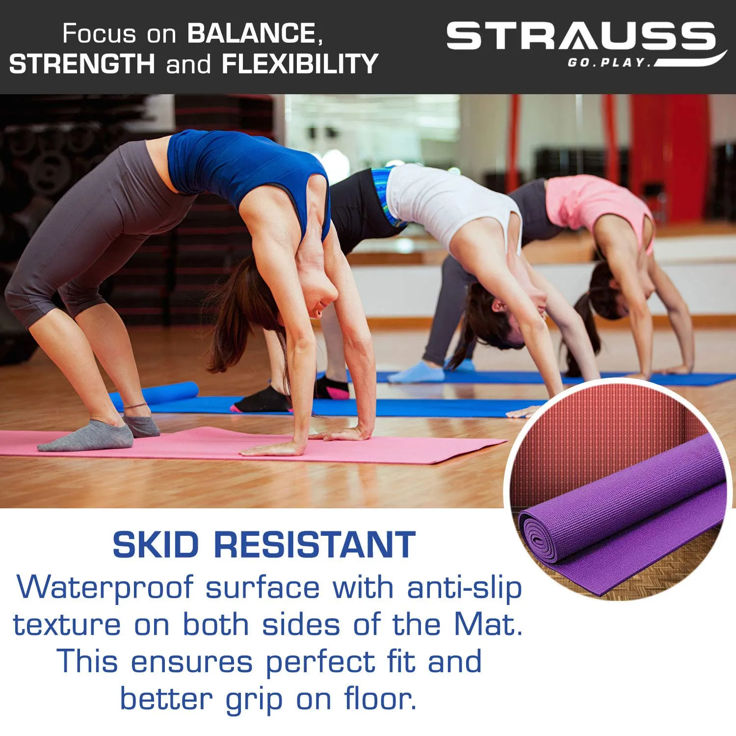 Strauss Yoga Mat, 4 mm (Purple)