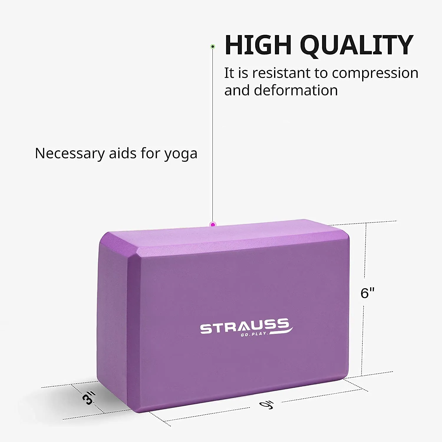 Strauss Yoga Mat 6mm Grey With Yoga Block And Belt