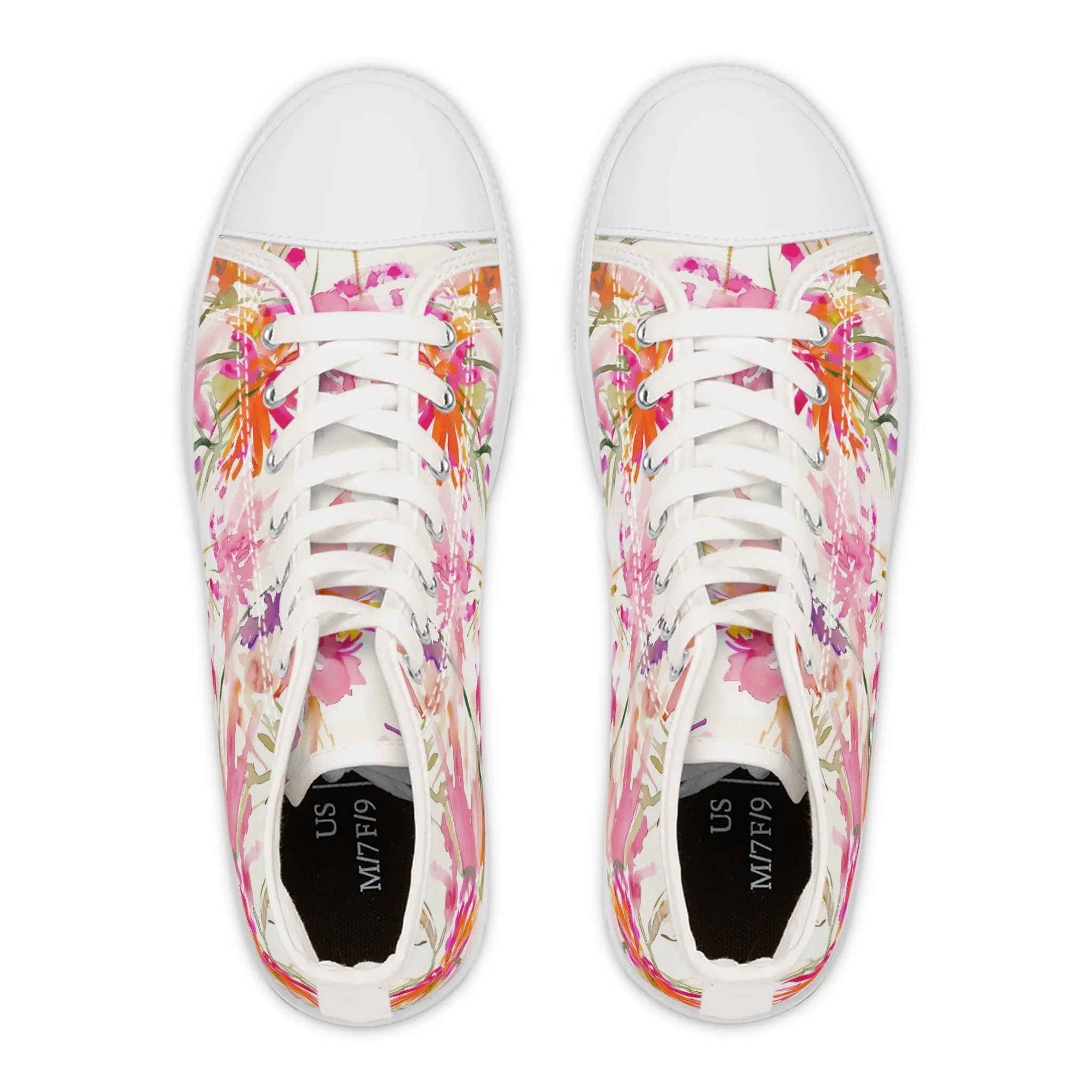 Sweet Flower Watercolor Women's High Top Sneakers