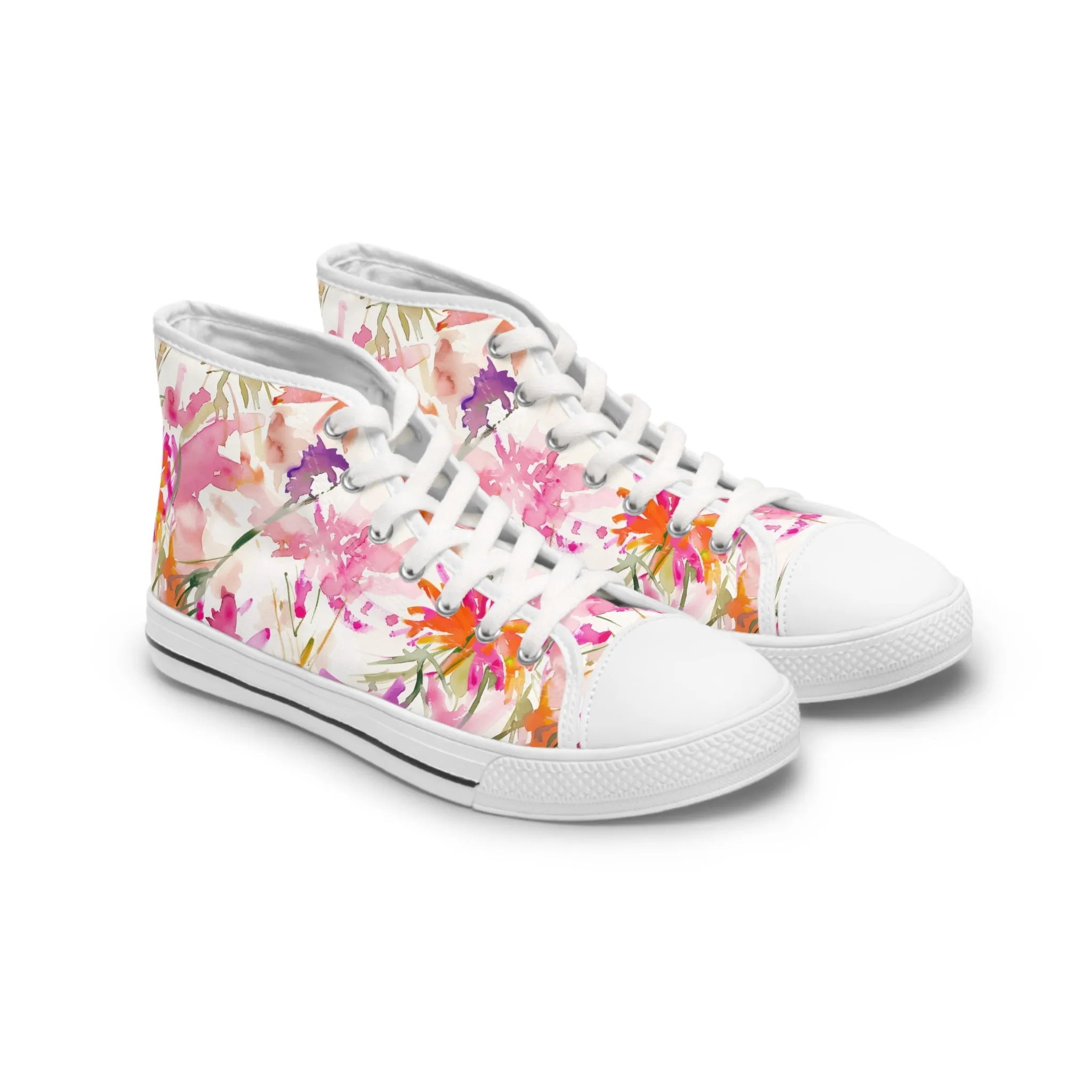 Sweet Flower Watercolor Women's High Top Sneakers