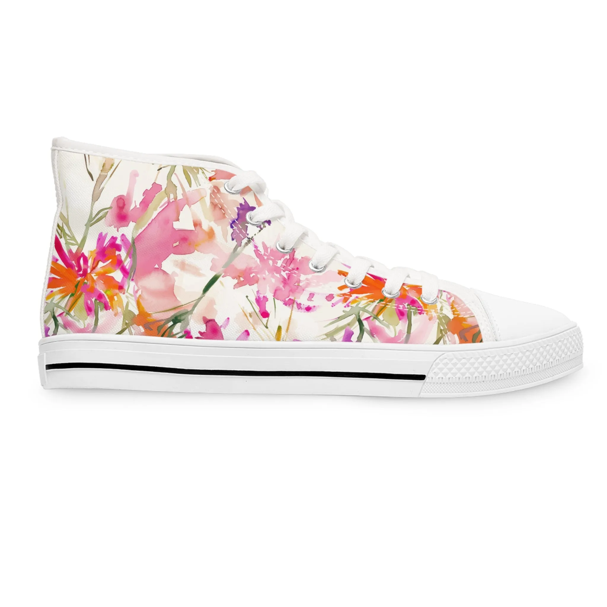 Sweet Flower Watercolor Women's High Top Sneakers