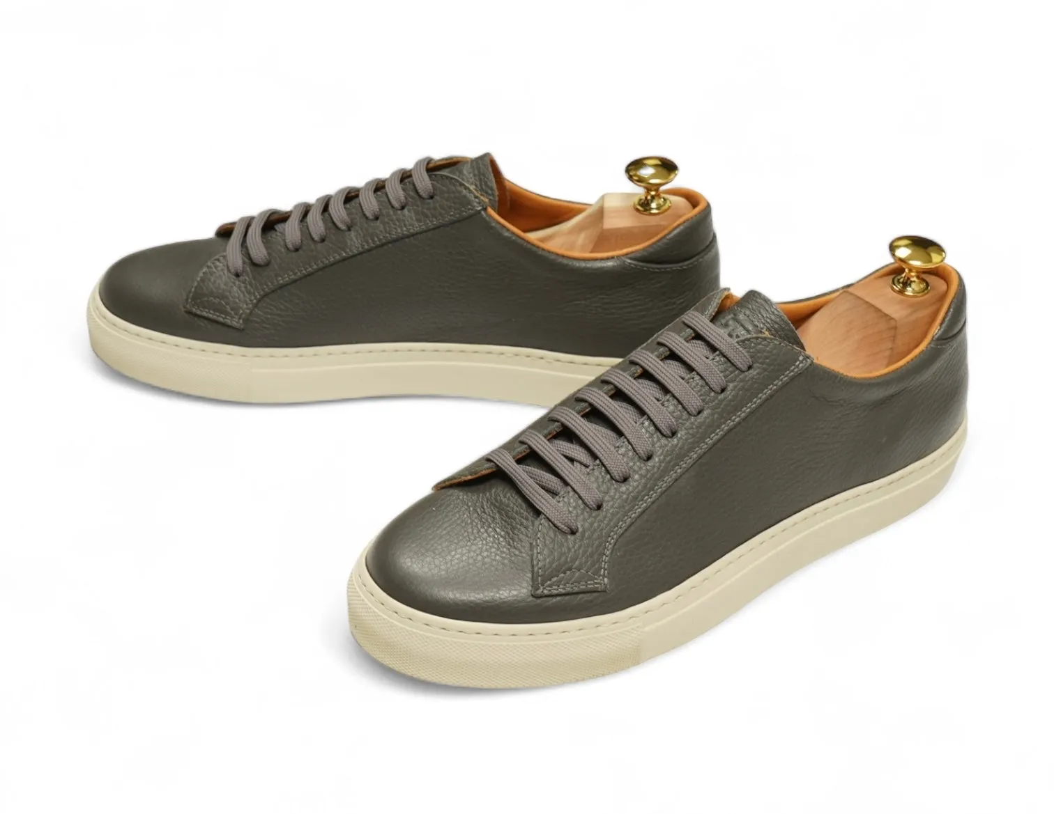 Sweyd - Steel Green Grained Leather Sneakers EU 42