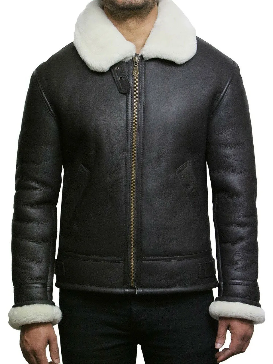 Tailor Made Men's Genuine Cream Sheepskin Leather Flying Pilot B3 Jackets