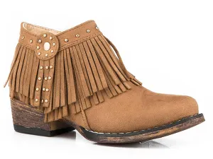 Tan Fringe with Gold Studs Ankle Boot for Toddlers from Roper Footwear