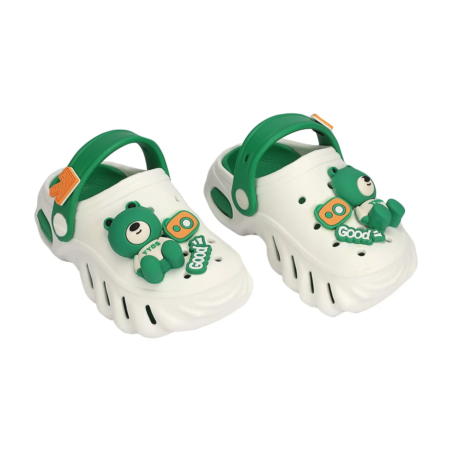 Teddy Bear Applique Detailed Clogs - Green