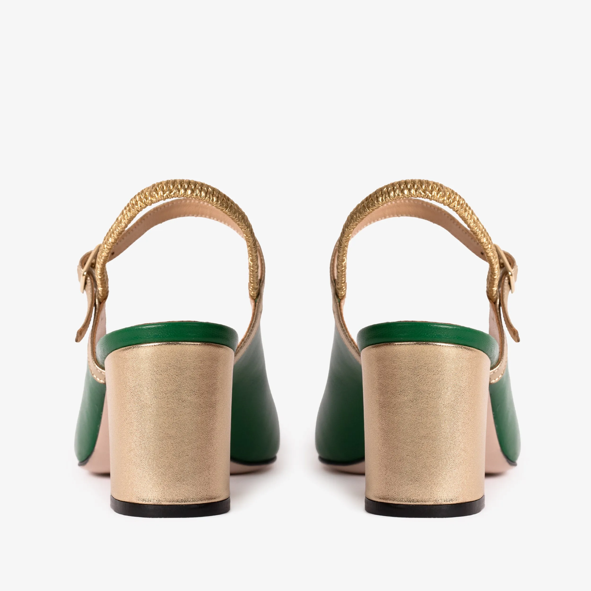 The Pompei Green Leather Women Slingback Shoe