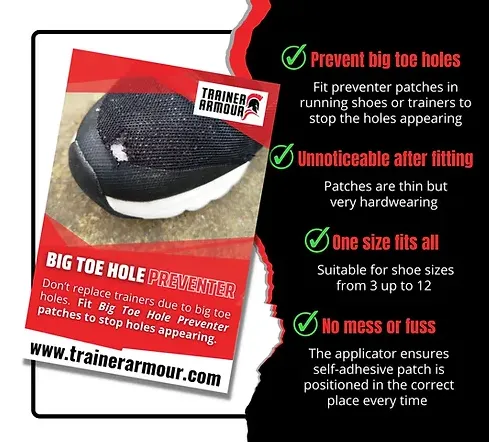 Trainer Armour Big Toe Hole Preventer Black