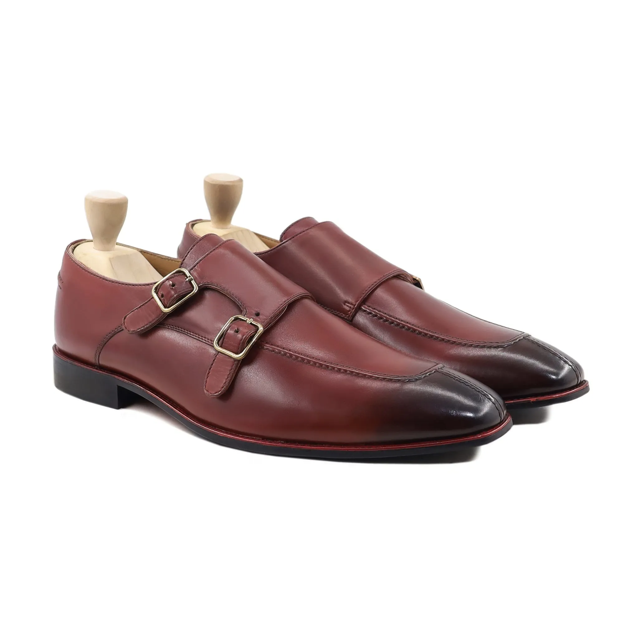 Trisha - Men's Oxblood Calf Leather Double Monkstrap