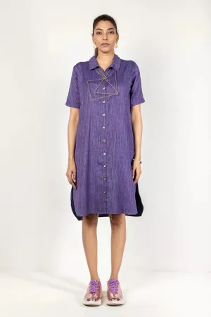 Two-Tone Yarn Dyed Purple Cotton Dress