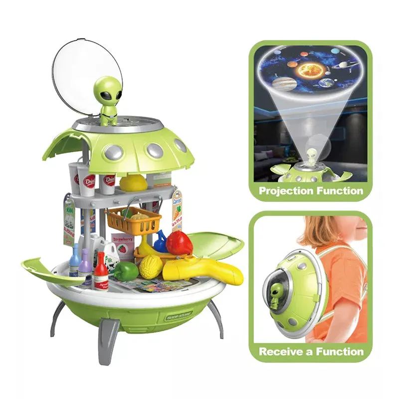 UFO Projector Supermarket Store Backpack Role Play Toy