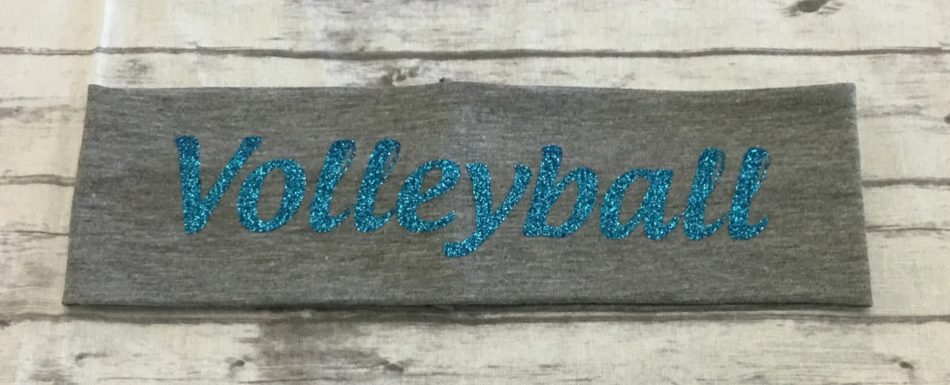 Volleyball Headband with  Aqua Glitter Vinyl