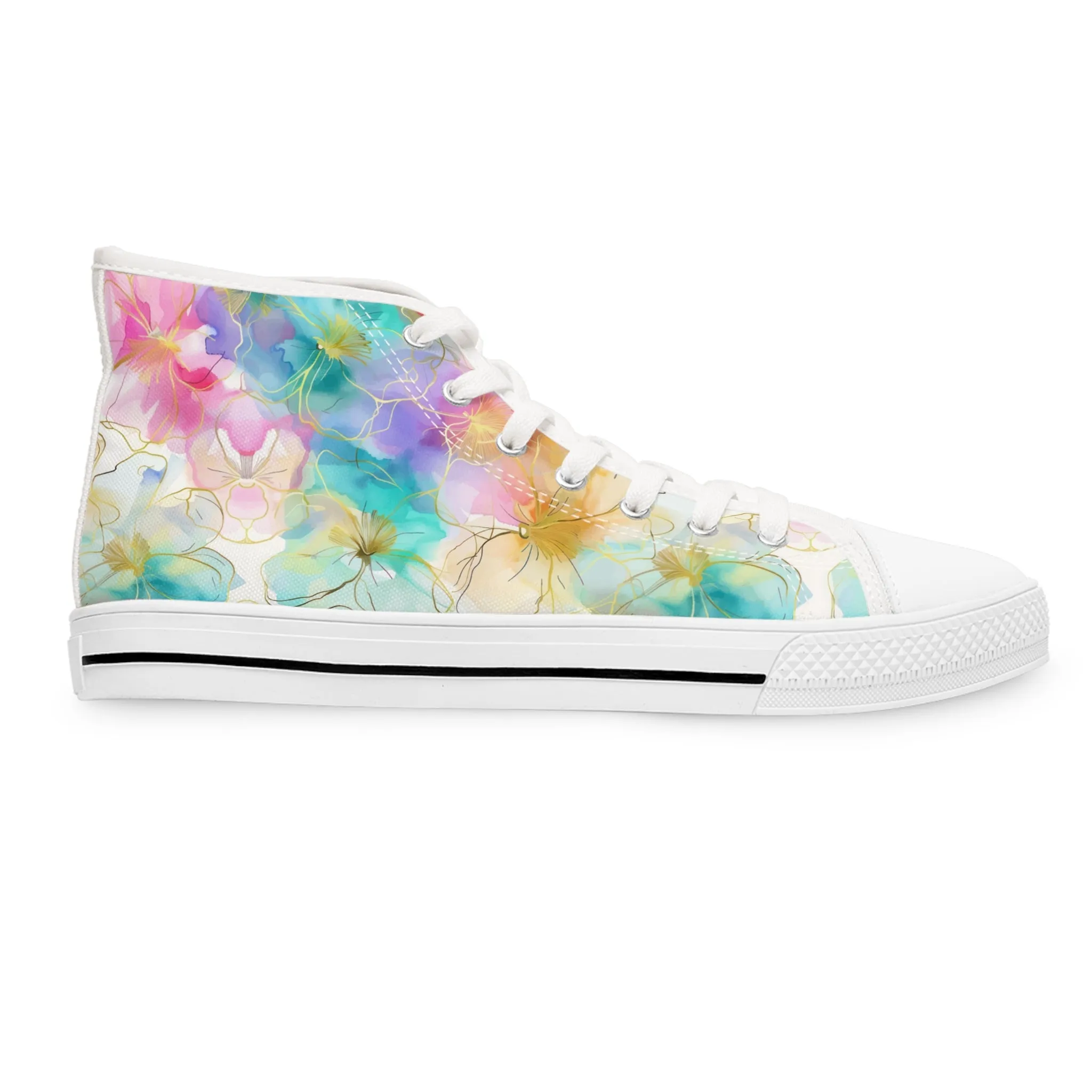 Watercolor Flowers Women's High Top Sneakers