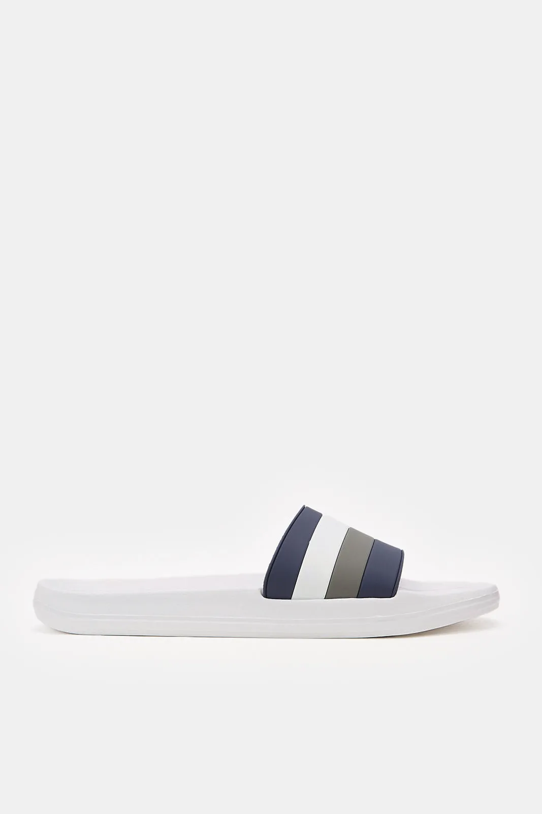 White Stripe Padded Slide