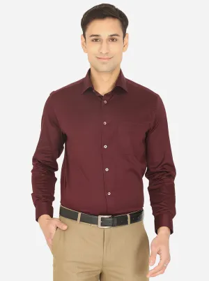 Wine Solid Slim Fit Formal Shirt | Greenfibre