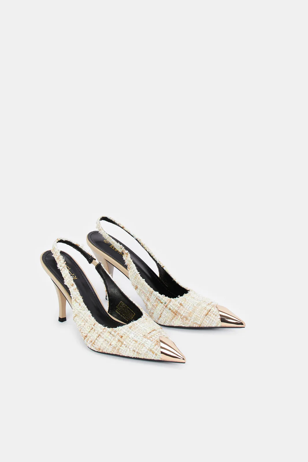 Women Assorted Slingback With Gold Toe Cap