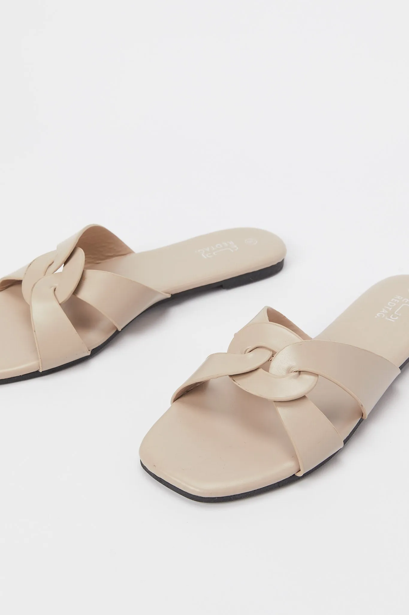 Women Beige Strappy Mule