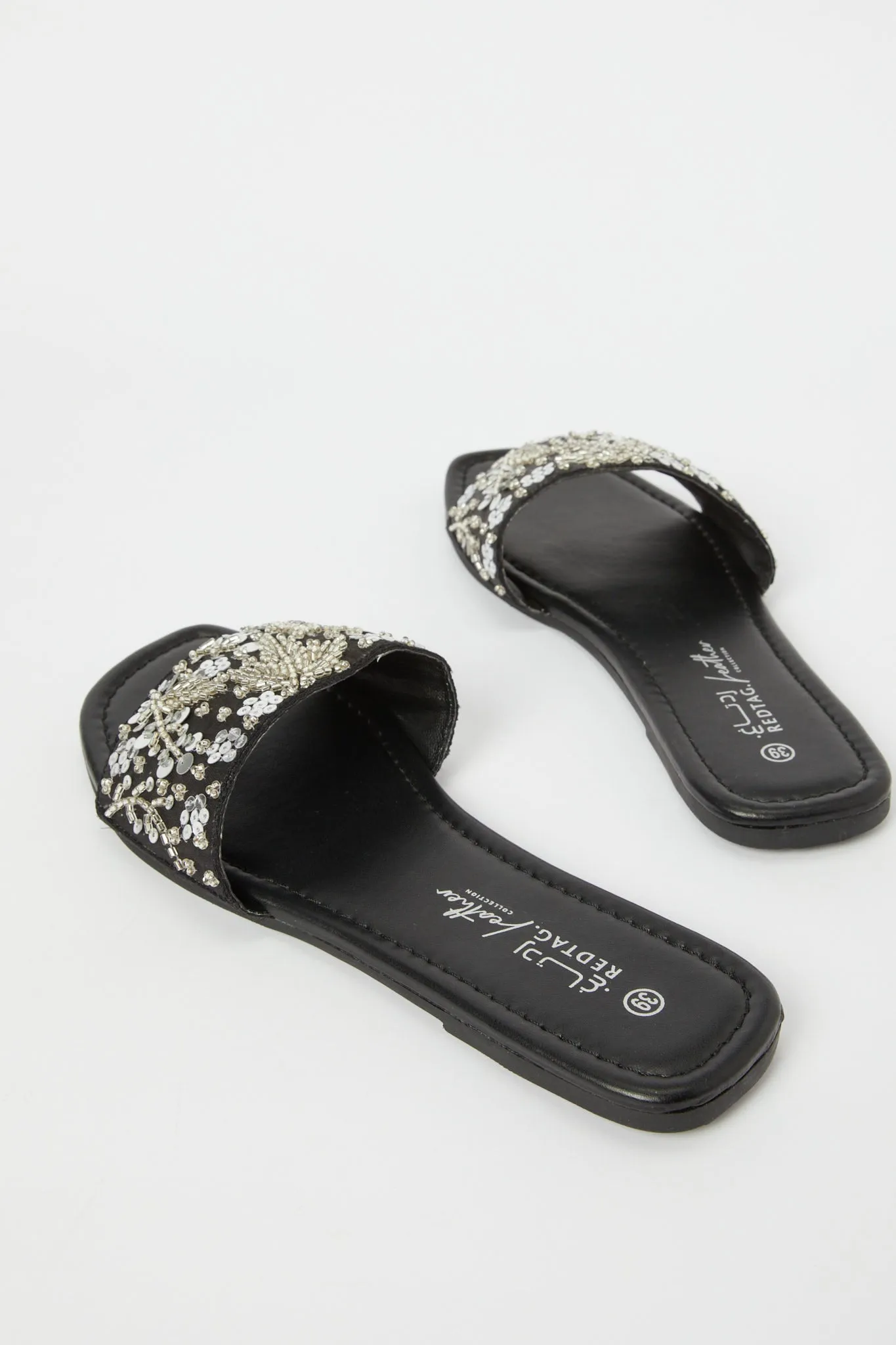 Women Black Embellished Mule