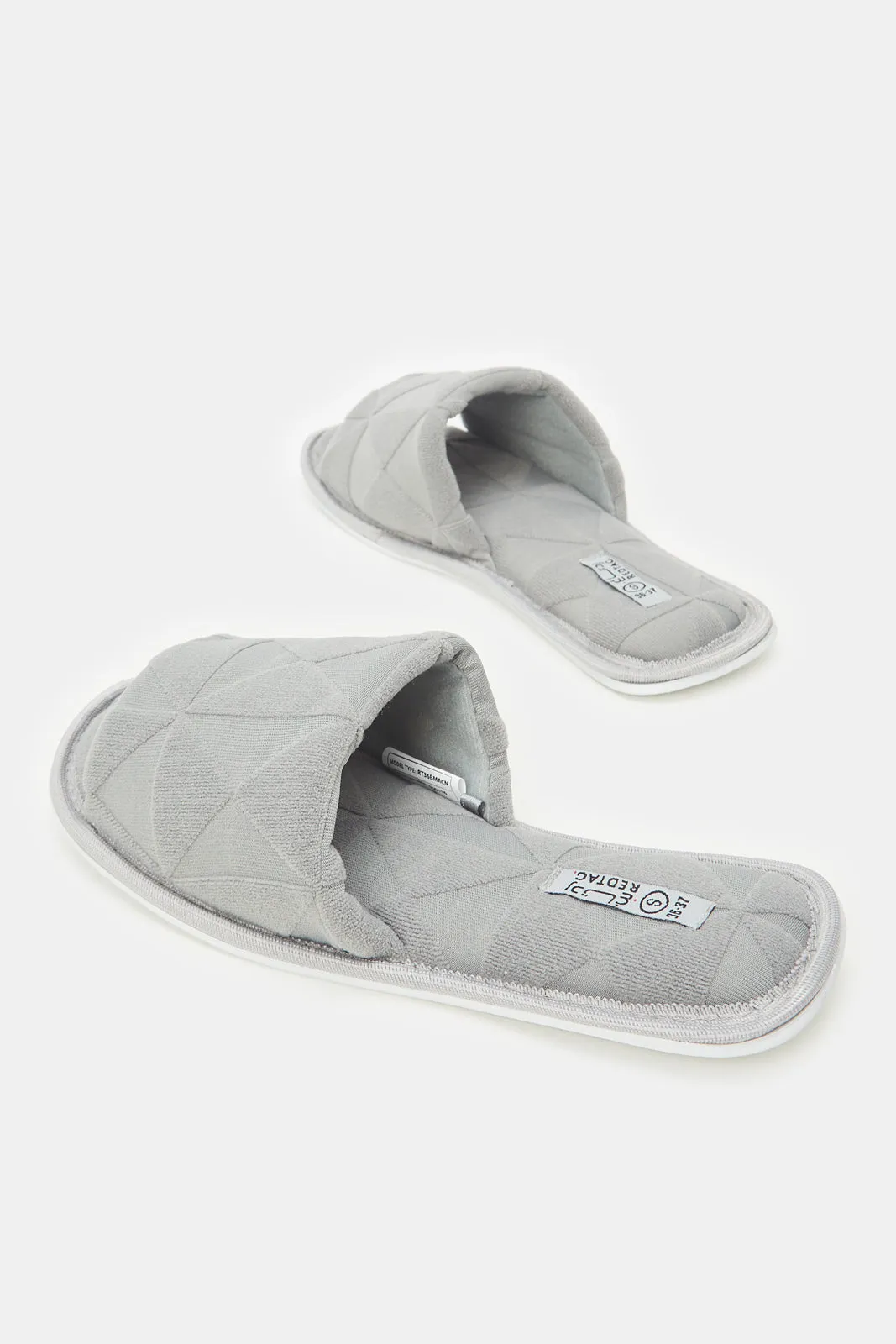 Women Grey Slipper With Embossed Upper