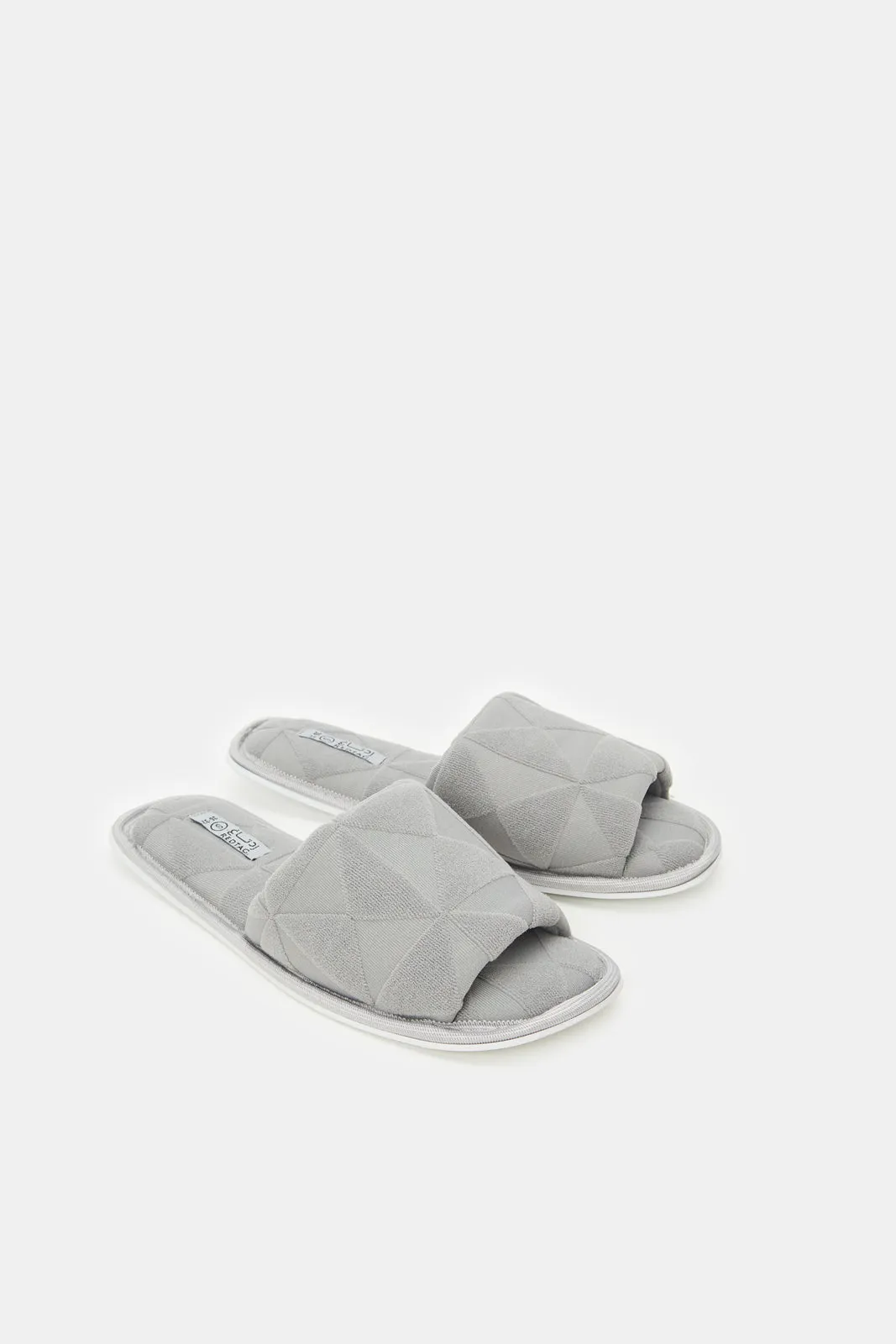 Women Grey Slipper With Embossed Upper