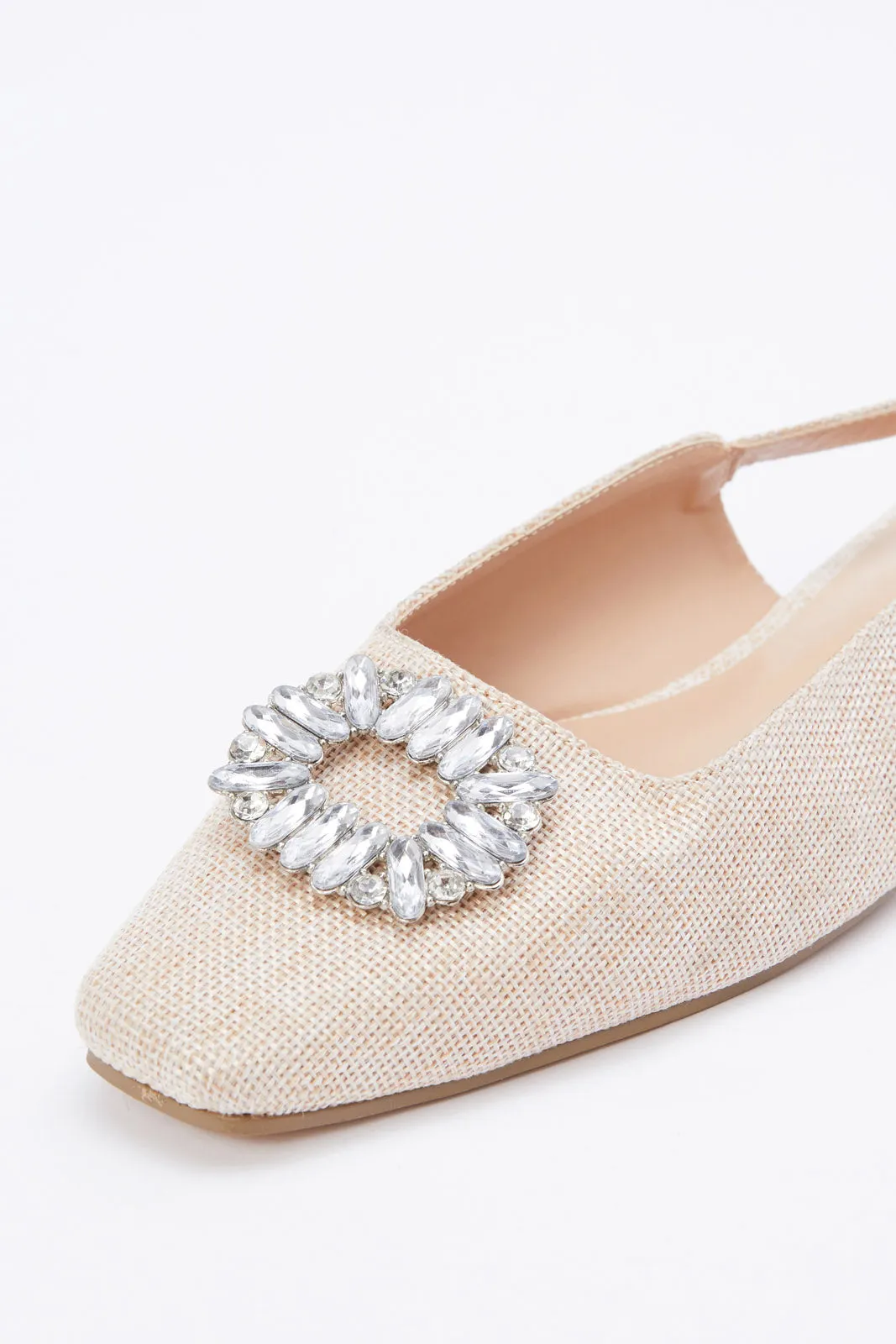 Women Linen Slingback With Embellishment