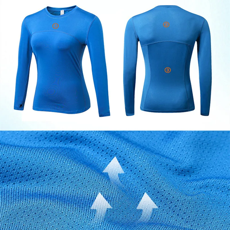 Women Long Sleeve Quick Dry Breathable Solid Sports Tops