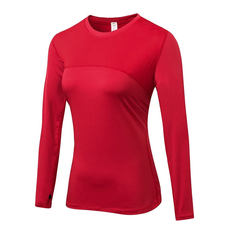 Women Long Sleeve Quick Dry Breathable Solid Sports Tops