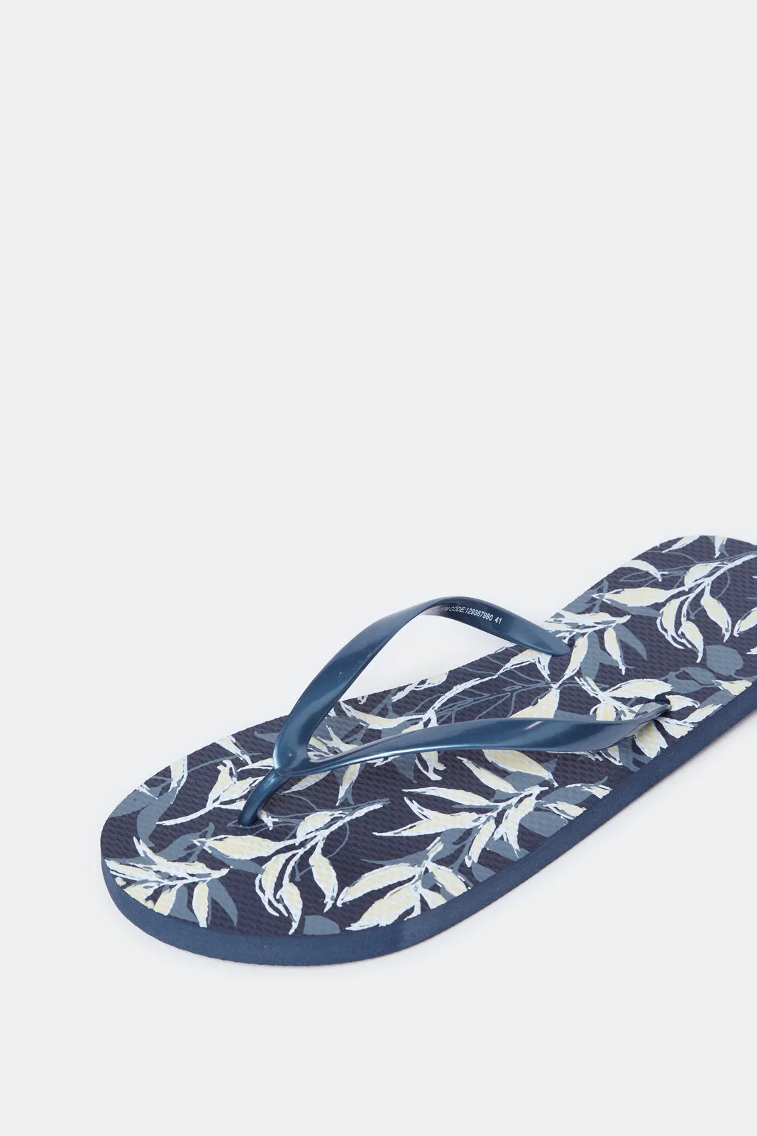 Women Navy Floral Print Flip Flop