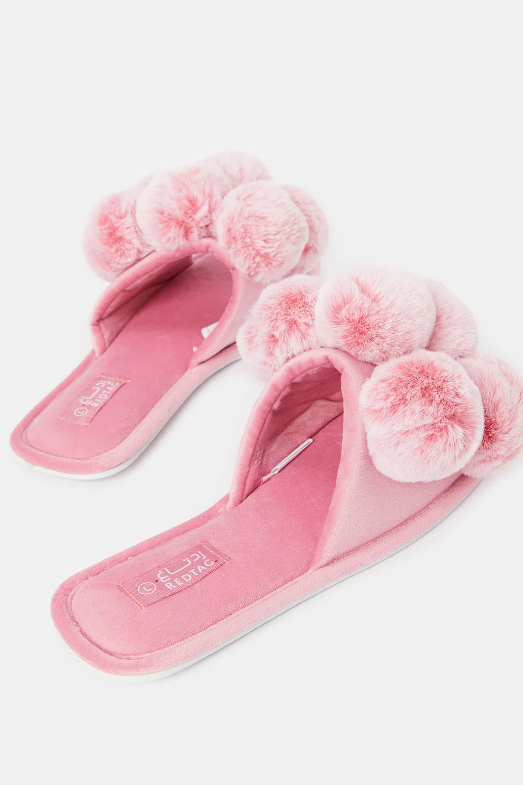 Women Pink Pom Pom Slippers