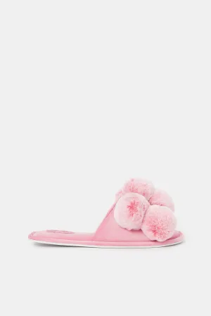 Women Pink Pom Pom Slippers