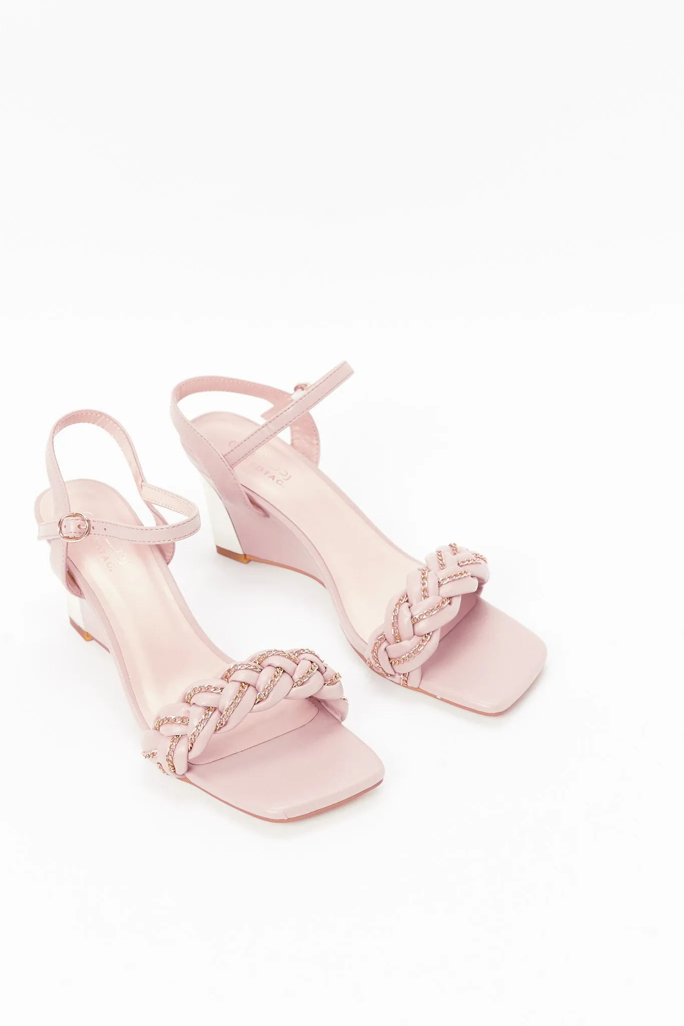 Women Pink Textured Wedges