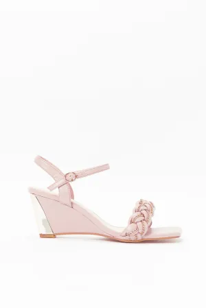 Women Pink Textured Wedges