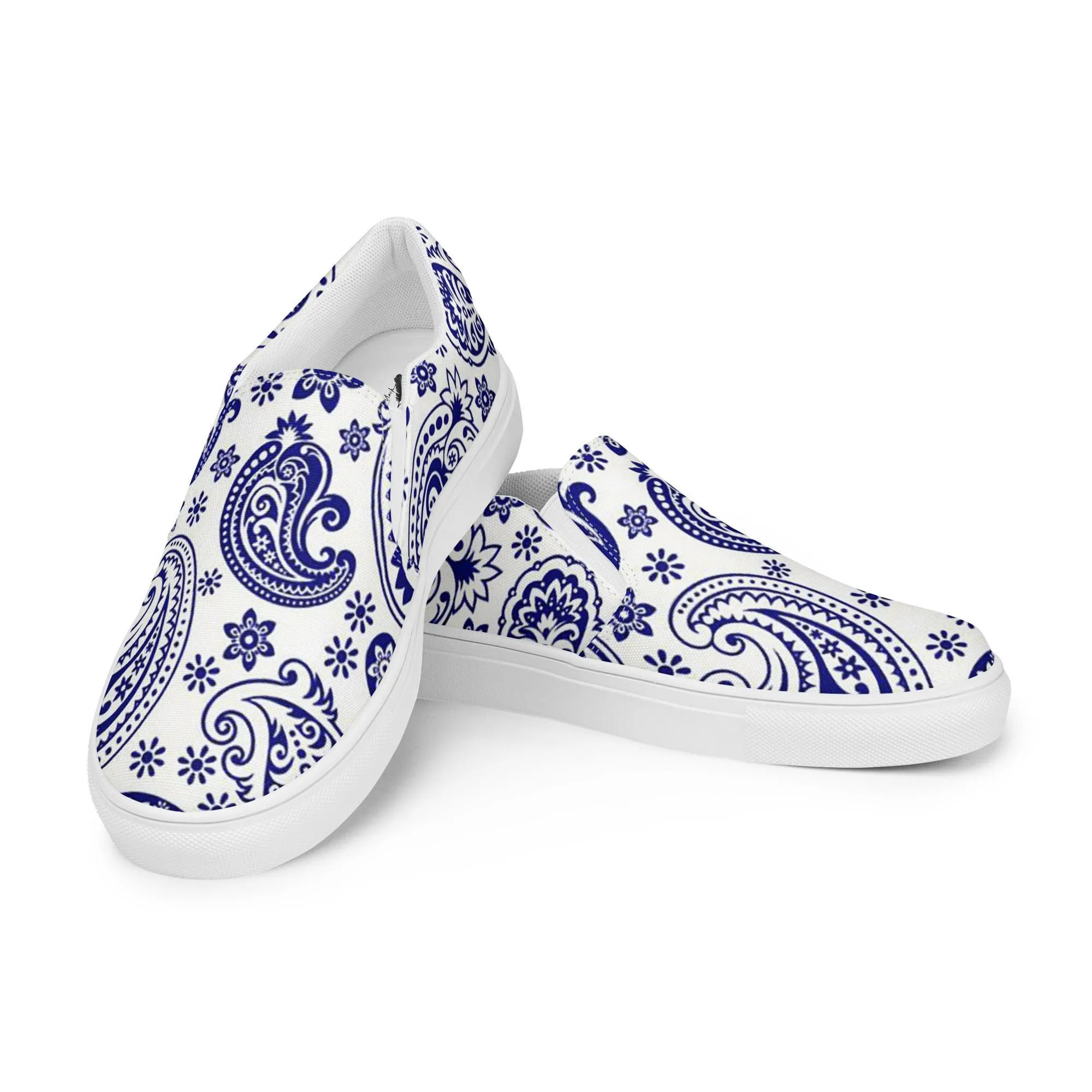 Women’s Blue paisley slip-on canvas shoes