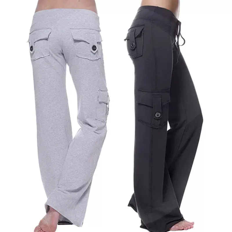 Women's Drawstring Elastic High Waist Casual Fashion Cargo Trousers