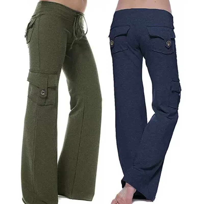 Women's Drawstring Elastic High Waist Casual Fashion Cargo Trousers