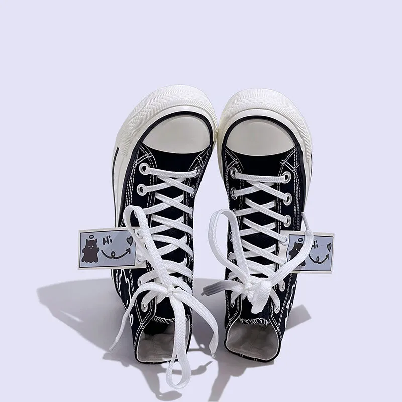 Womens Mens Students Fairy Ghost High Top Canvas Sneakers