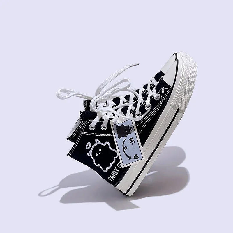 Womens Mens Students Fairy Ghost High Top Canvas Sneakers