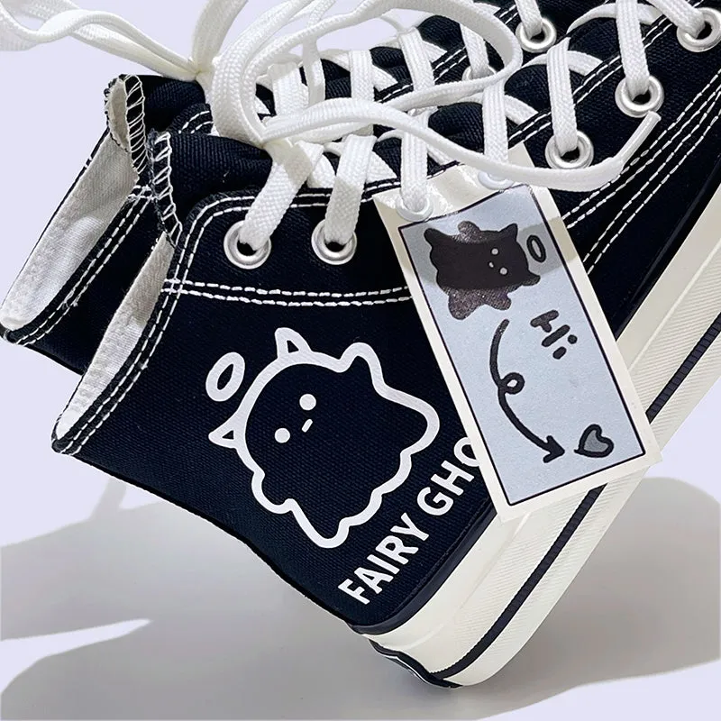 Womens Mens Students Fairy Ghost High Top Canvas Sneakers