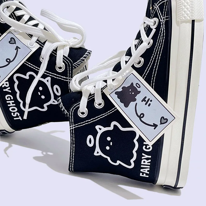 Womens Mens Students Fairy Ghost High Top Canvas Sneakers