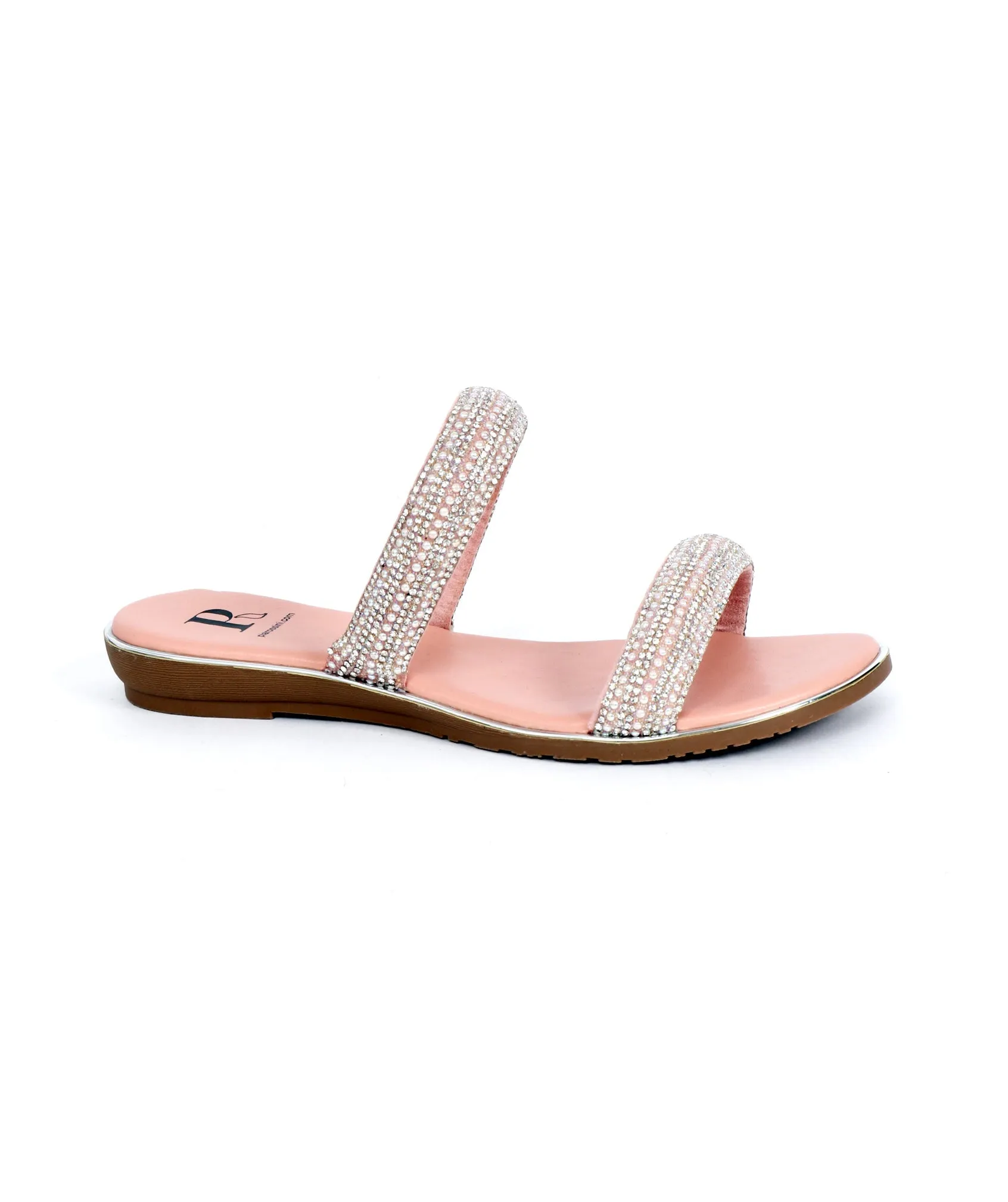 Women`s Rhinestone Summer Sandals - Pink