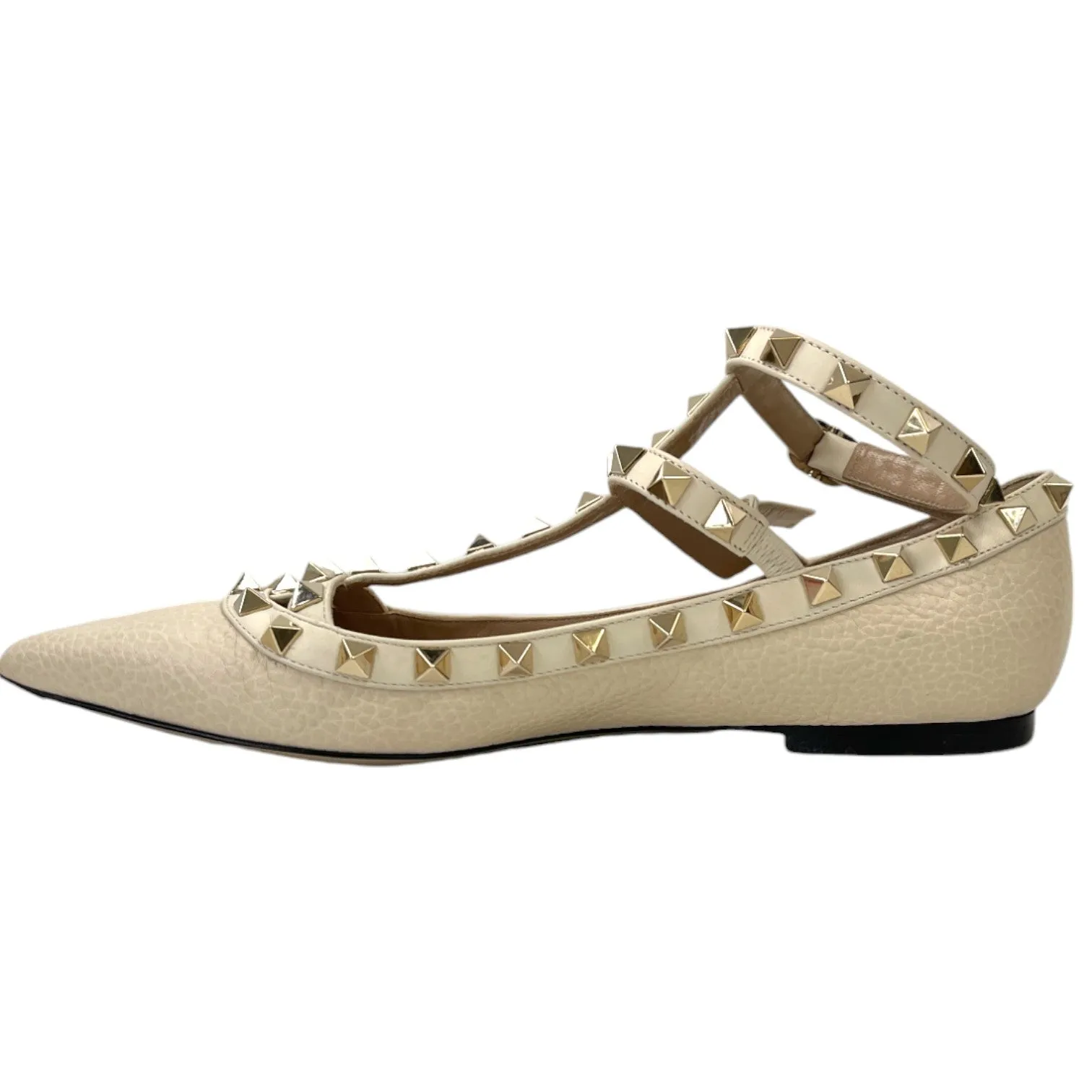 Women's Rockstud Ballet Sandals Cream Size EU 37 / UK 4