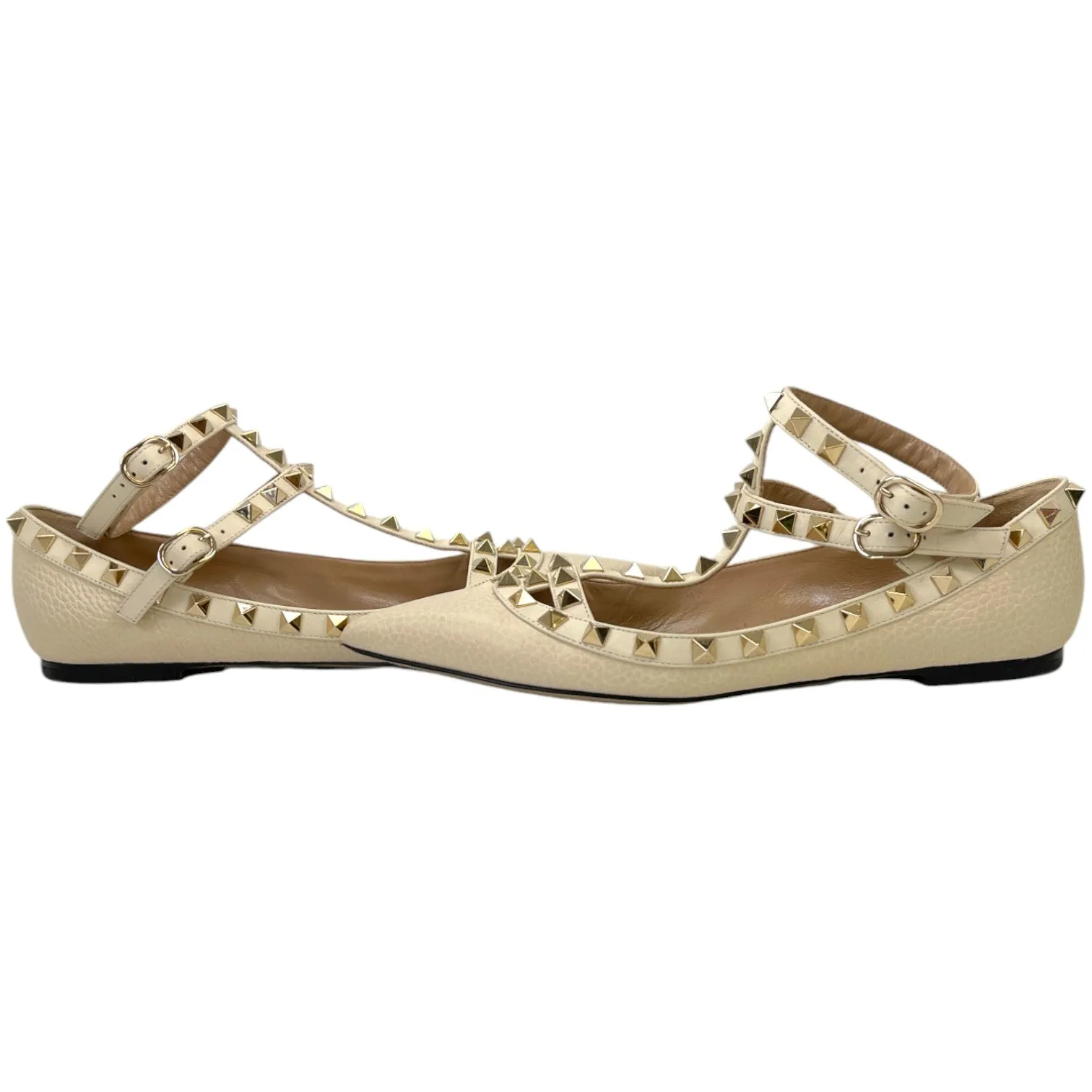 Women's Rockstud Ballet Sandals Cream Size EU 37 / UK 4