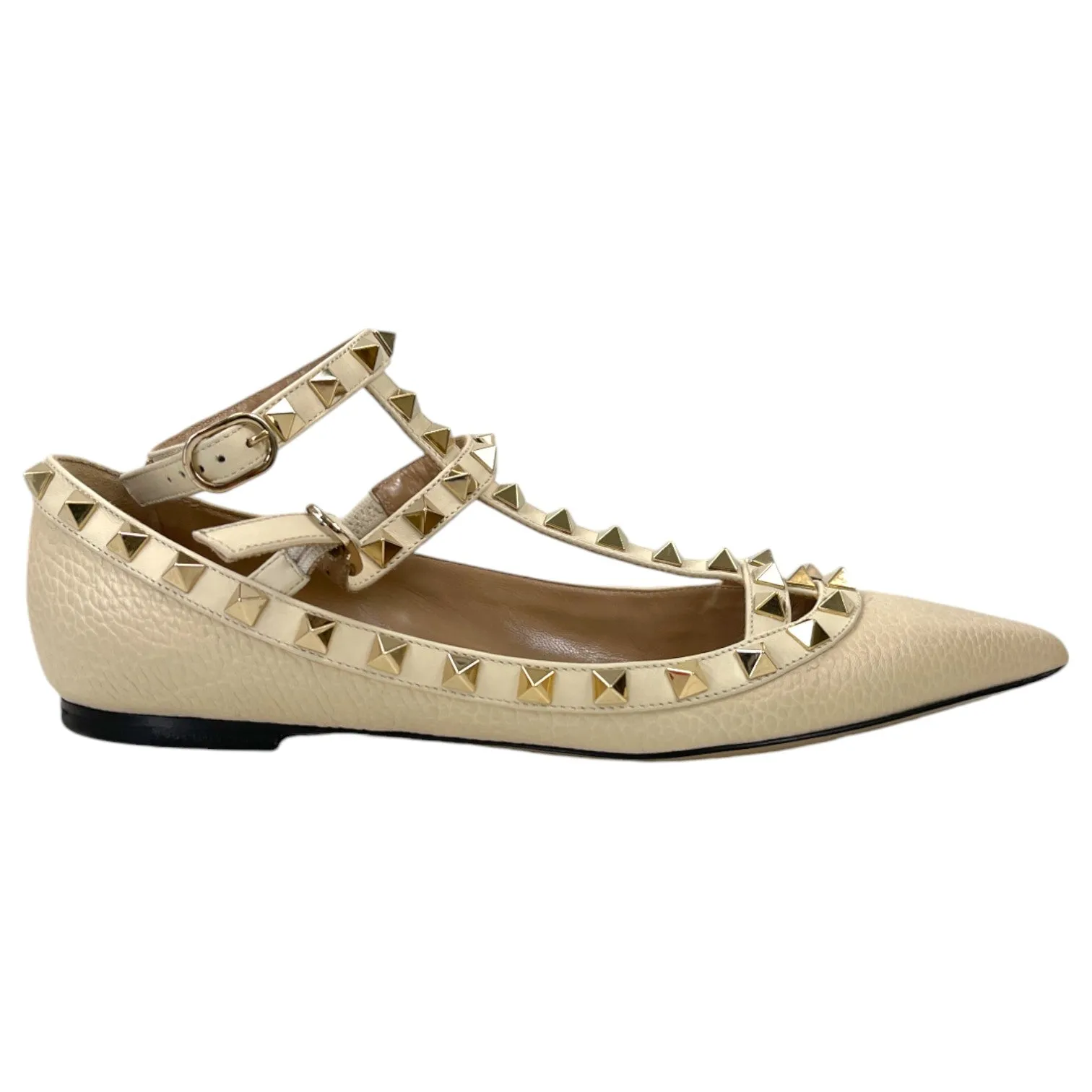 Women's Rockstud Ballet Sandals Cream Size EU 37 / UK 4