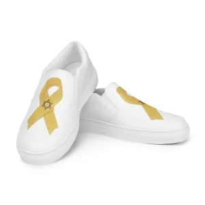 Women’s Slip-on Canvas Shoes - Oct. 7, 2023 Yellow Awareness Ribbon