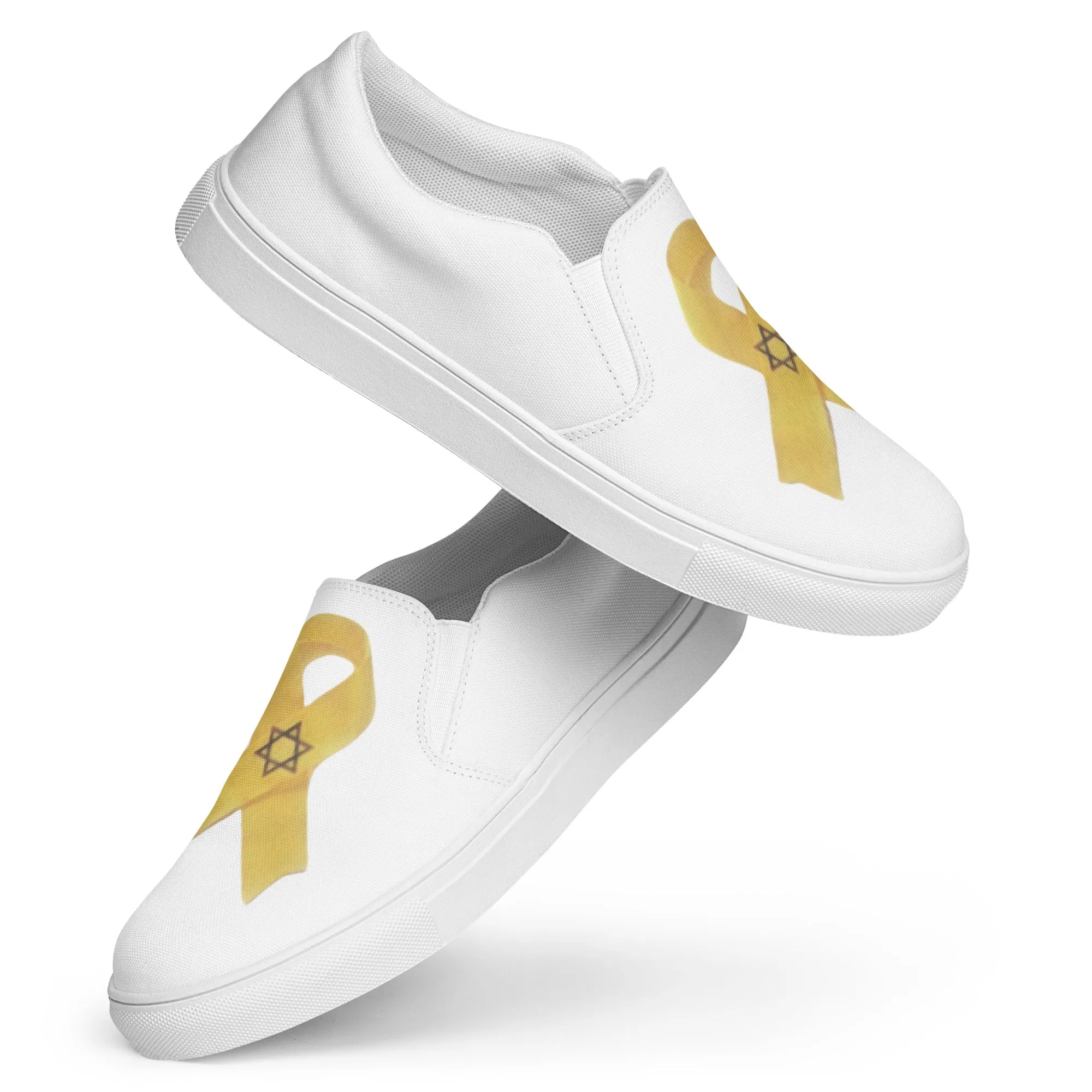 Women’s Slip-on Canvas Shoes - Oct. 7, 2023 Yellow Awareness Ribbon