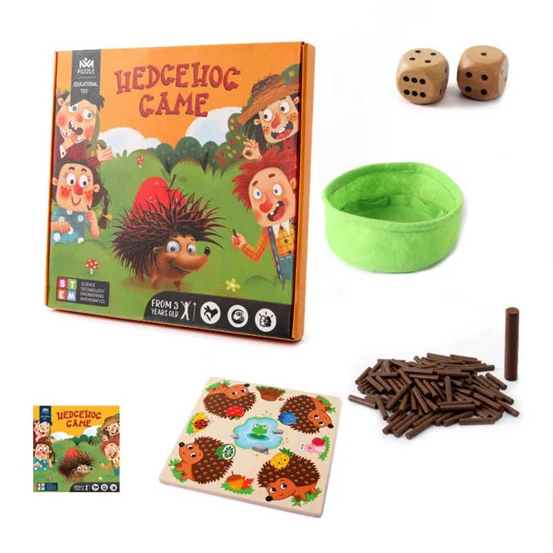 Wooden Pluggable Number Toy Hedgehog Game Toddler Educational Toy